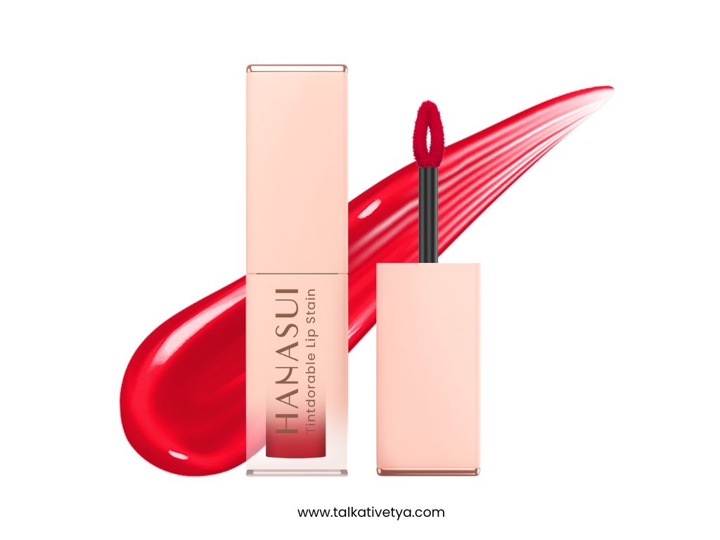 Hanasui Tintdorable Lip Stain dengan tekstur ringan cocok untuk makeup liburan